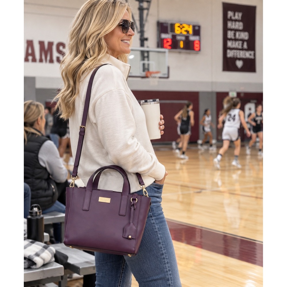 Kate Spade Putnam Drive Nelle Deep Plum Purple Leather Satchel Crossbody Bag